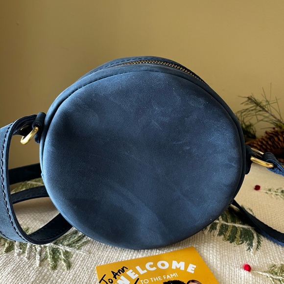 Portland Leather Deep Water (Dark Blue Brushed Leather) Small Circle Crossbody - Picture 2 of 3